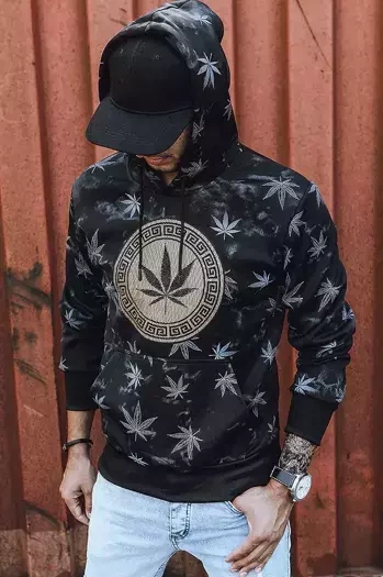 Herren Kapuzenpullover mit Aufdruck Schwarz Dstreet BX5324
