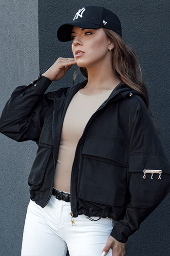 Damen Übergangsjacke mit Kapuze BUNOL schwarz Dstreet TY4469