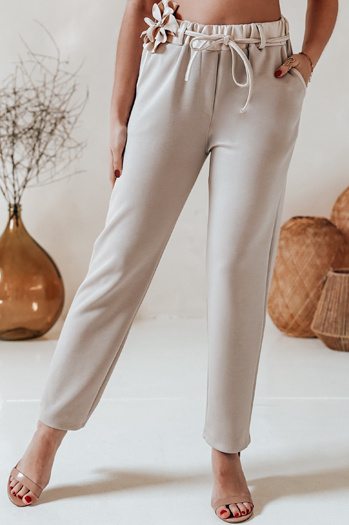 Damen Buttercreme Freizeithose mit Blumen LEGISSA hellbeige Dstreet UY2404