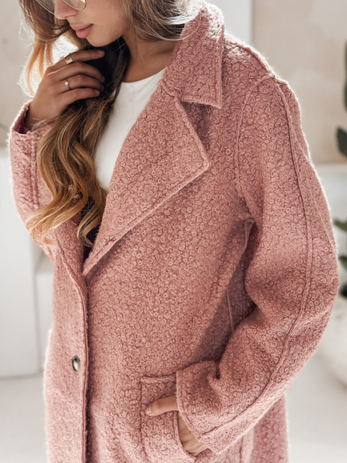 Langer Damenmantel aus Schafsfell rosa Dstreet NY0755