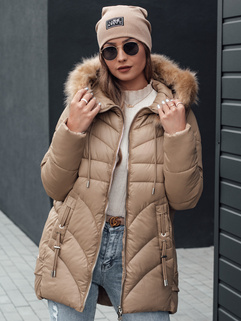 Damen Winterjacke MELOMA gesteppt mit Kapuze beige Dstreet TY4712_5