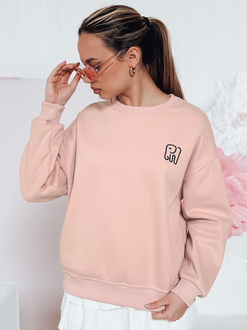 Damen Sweatshirt in Übergröße mit Stickerei SOFTSLON rosa Dstreet BY1432