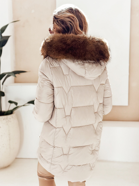 Damen Winterjacke NORINA gesteppt mit Fell beige Dstreet TY5058