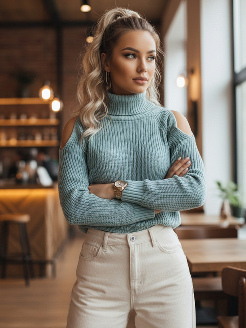 Damen Rollkragenpullover ARIEL Farbe Grün DSTREET MY1699