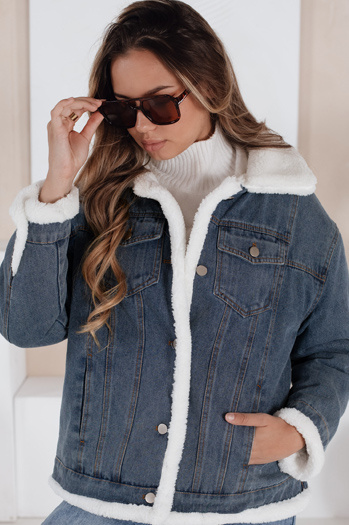 Damen Winter-Jeansjacke mit Schaffell blau Dstreet TY5172