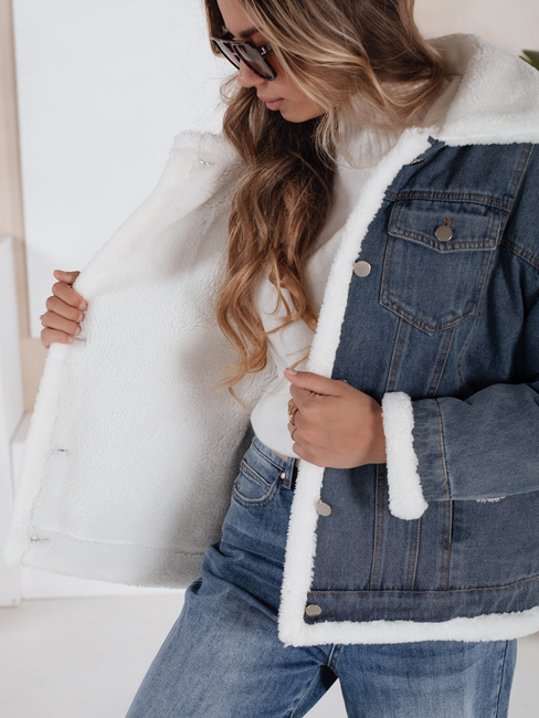 Damen Winter-Jeansjacke mit Schaffell blau Dstreet TY5172