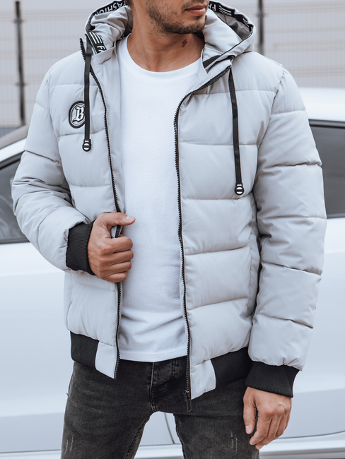 Herren Steppwinterjacke mit Kapuze grau Dstreet TX4830