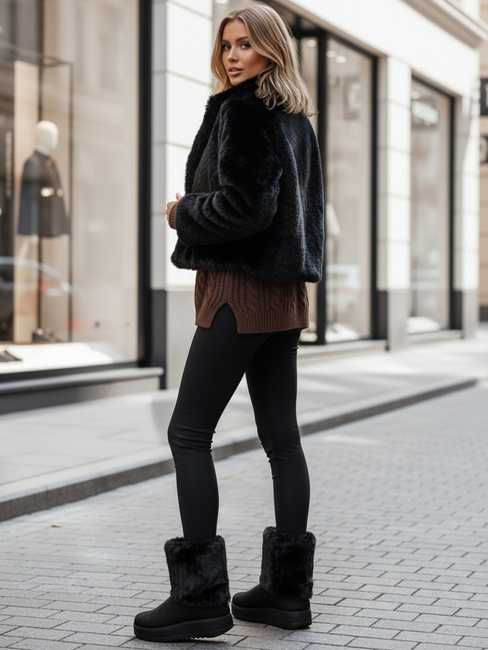 Schwarze Wildleder-Schneestiefel für Frauen Dstreet ZY1279