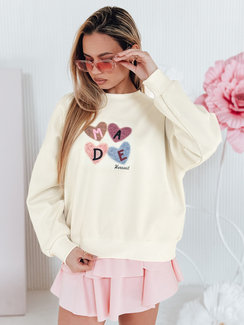 Damen Sweatshirt in Übergröße mit Herzen MADELIN beige Dstreet BY1461