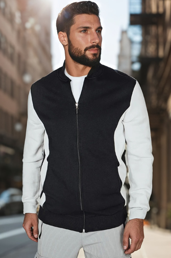 Herren Sweatshirt mit Reißverschluss und Stehkragen schwarz Dstreet BX5909