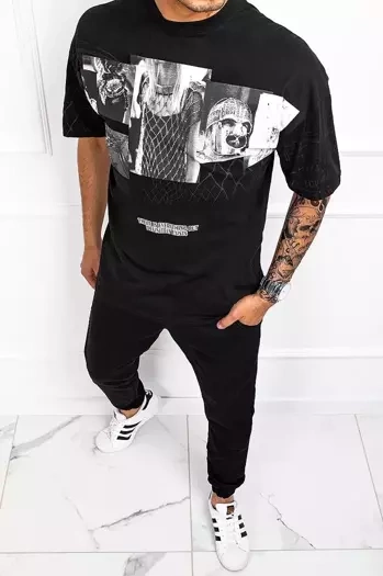 Herren T-shirt mit Aufdruck Schwarz Dstreet RX4845