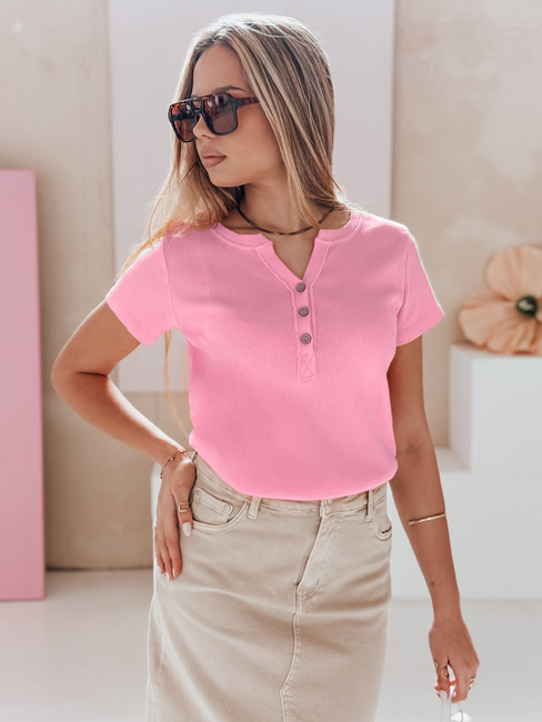 Damen Einheitsgröße gerippte Bluse KISS LOOK rosa Dstreet RY2837