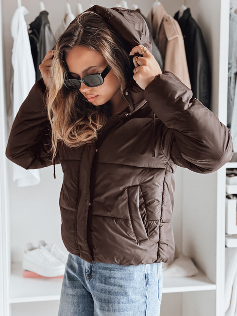 Damen SNOWLIKE gesteppte Winterjacke mit Kapuze braun Dstreet TY5227