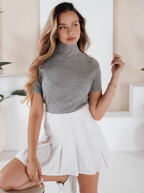Kurzarm-Pullover mit Rippenstruktur GIRLGLORY grau Dstreet MY2551
