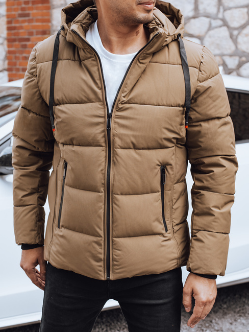 Herren Steppwinterjacke mit Kapuze camel Dstreet TX5067