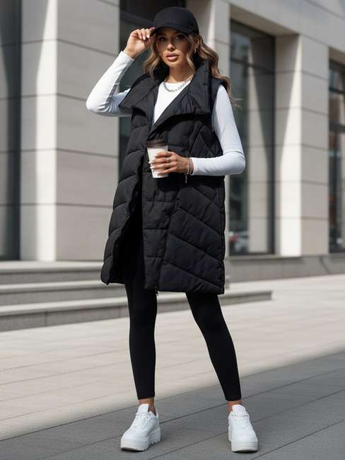 Damen Steppweste lang ohne Kapuze SERKIS schwarz Dstreet TY4524