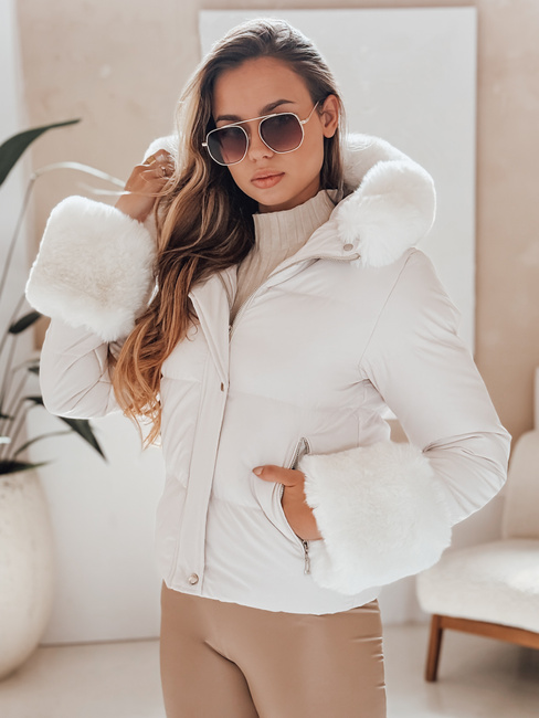Damen Winterjacke YOUWARM kurz gesteppt mit Fell weiß Dstreet TY5007