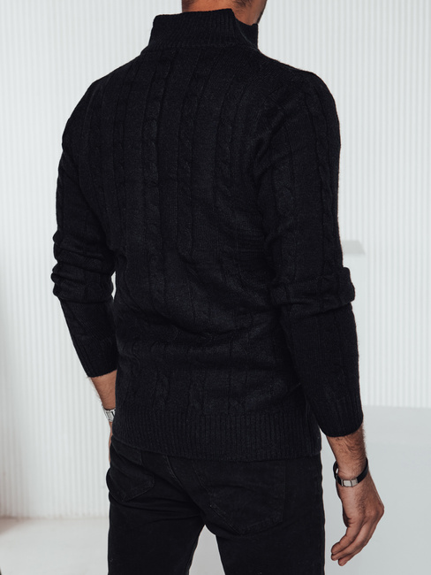 Herren Pullover mit breitem Kragen schwarz Dstreet WX2265