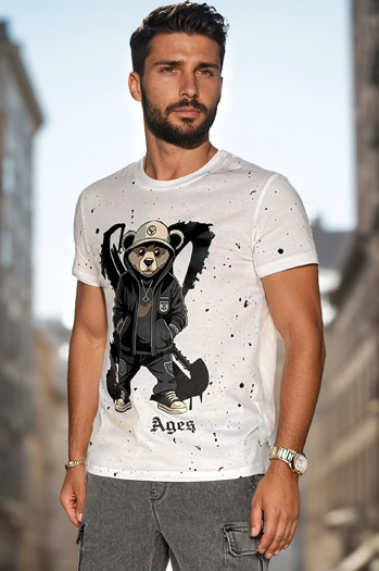 Bedrucktes Herren-T-Shirt weiß Dstreet RX5656