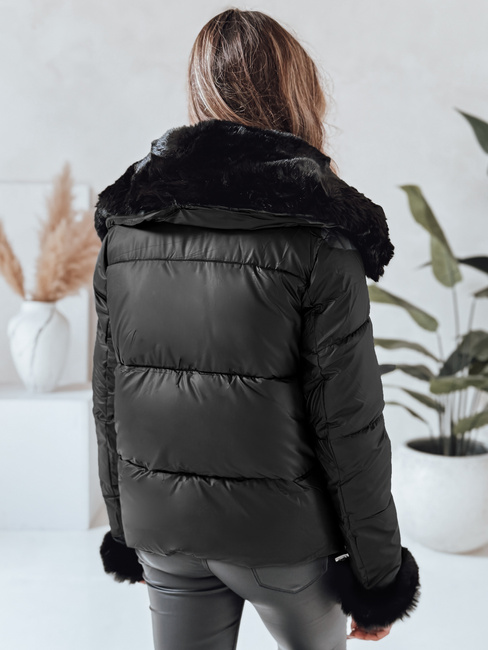 Kurze Damenjacke mit Fell schwarz Dstreet TY5067