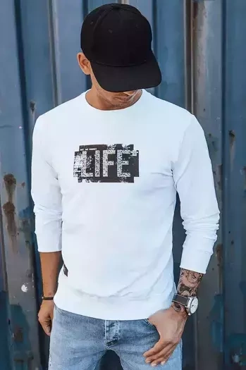 Herren Sweatshirt mit Aufdruck Weiß Dstreet BX5362