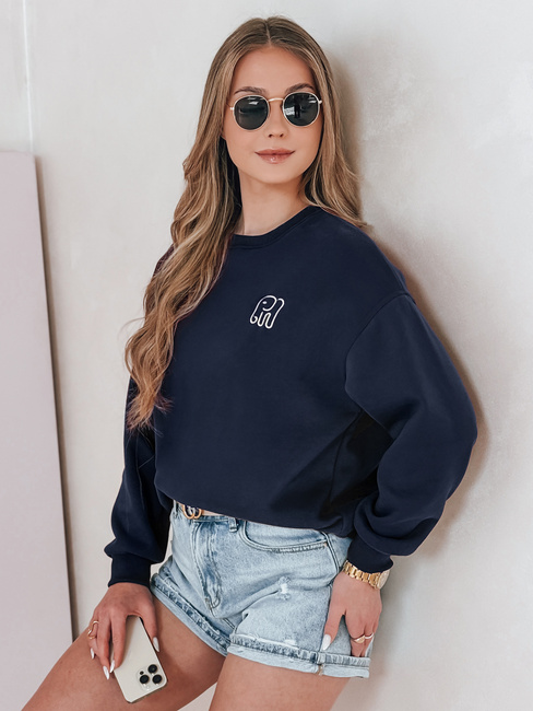 Damen Sweatshirt in Übergröße mit Stickerei SOFTSLON navy blau Dstreet BY1431