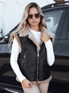 Damen Lederweste mit Schafsfell schwarz Dstreet TY5251
