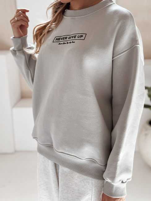 Damen Sweatshirt in Übergröße NEVER grau Dstreet BY1230