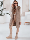 Lange gesteppte Damenweste mit Kapuze camel Dstreet TY5098