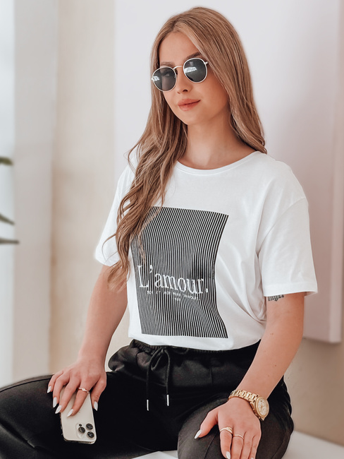 Damen T-shirt mit Aufdruck LAMOUR Farbe Weiß DSTREET RY2588