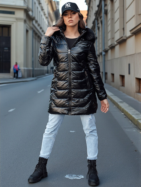 Gesteppte Damen Winterjacke mit Pelz SHINE schwarz Dstreet TY4483