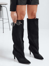 Damenstiefel mit breitem Schaft aus Wildleder schwarz Dstreet ZY1024