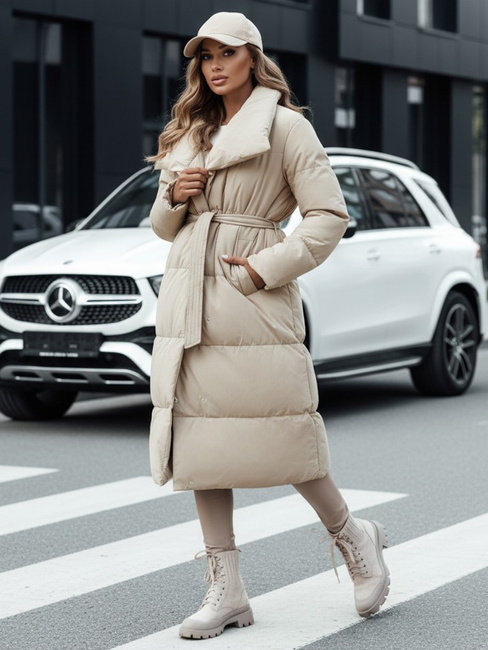 Langer Damen-Winter-Steppmantel FAVI beige Dstreet TY4572