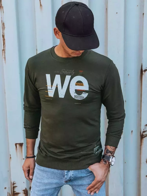 Herren Sweatshirt mit Aufdruck Khaki Dstreet BX5368