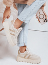 Damen Pelz Plateau Turnschuhe beige Dstreet ZY1081