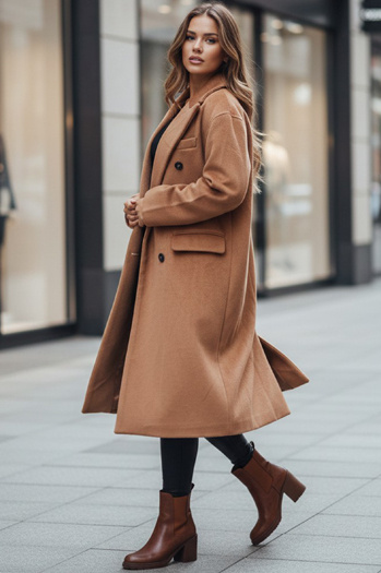 Damen Wintermantel lang Übergröße camel Dstreet NY0766z