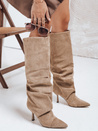 Damenstiefel mit Crinkle Schaft auf Stilettoabsatz beige Dstreet ZY1121
