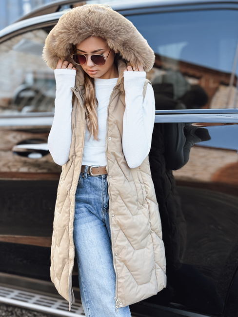 Kamizelka damska pikowana beżowa Dstreet TY5263