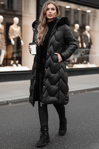 Lange Damen Steppjacke WINTERACT schwarz Dstreet TY4775z