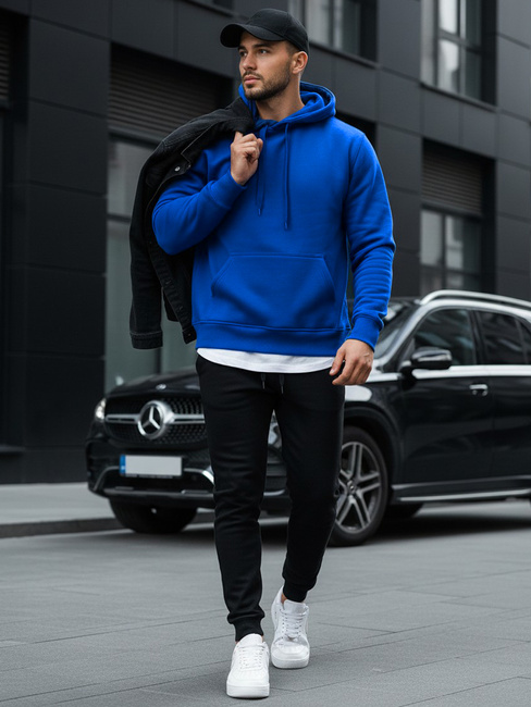 Herren Kapuzenpullover Blau BX2392