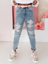 Damen Denim Mom Fit Hose mit Löchern MOMVIBE blau Dstreet UY2459