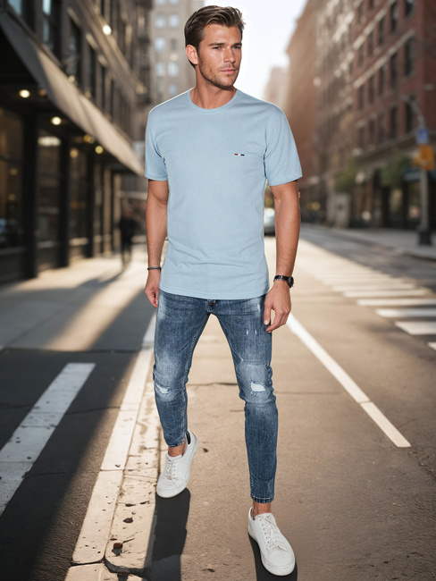 Besticktes Herren-T-Shirt blau Dstreet RX5639