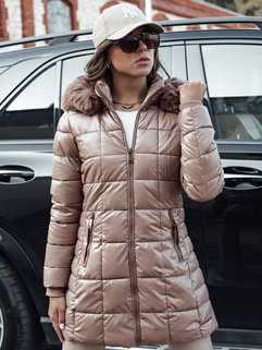 WINTERZIP Damen Steppwinterjacke mit Kapuze beige Dstreet TY4567_4