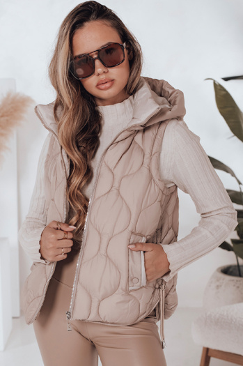 Damen Steppweste mit Kapuze MISSVEST dunkelbeige Dstreet TY5021