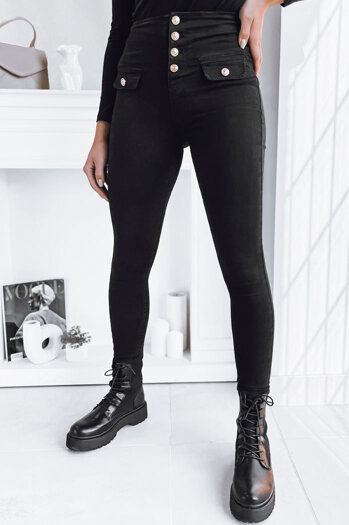 Damen Jeans mit hoher Taille SKULL Farbe Schwarz DSTREET UY1752