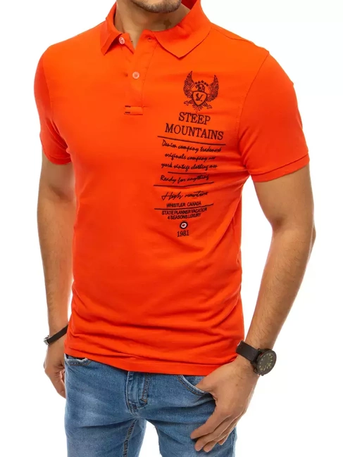 Herren Poloshirt mit Stickerei Koralfarben Dstreet PX0477