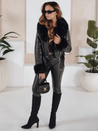 Damen Winter Lederjacke mit Kunstpelz schwarz Dstreet TY5212