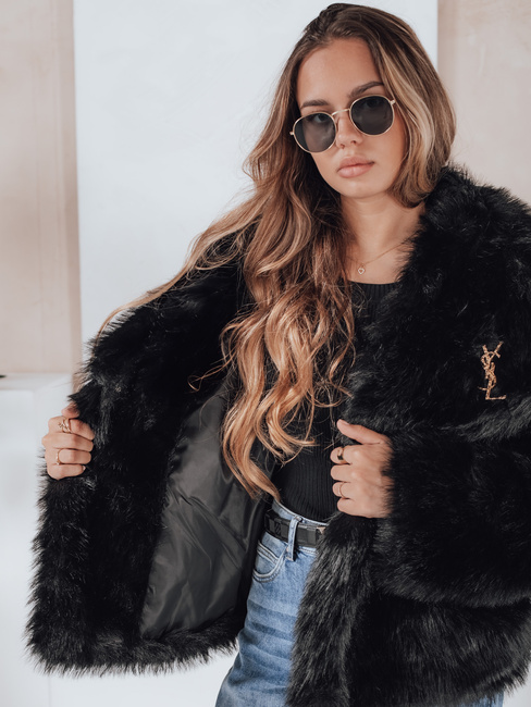 Kurzer schwarzer Damen-Pelzmantel ZARAFIA Dstreet TY5117