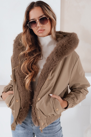 Damen Winterjacke VESSADA kurz mit Fell beige Dstreet TY5060