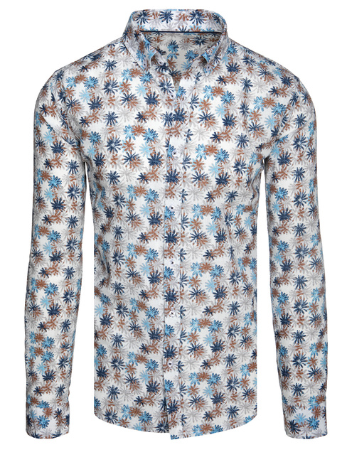 Weißes Herrenhemd mit Blumenmuster Dstreet DX2646